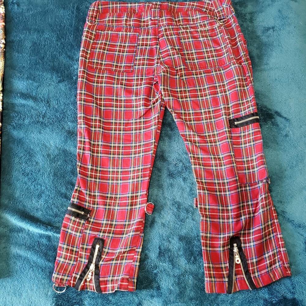 Red plaid punk pants